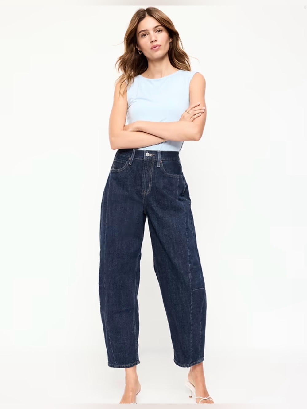 Old Navy High-Waisted Baggie Barrel Ankle Jeans Classic Dark Wash Sz 2 NWT!
